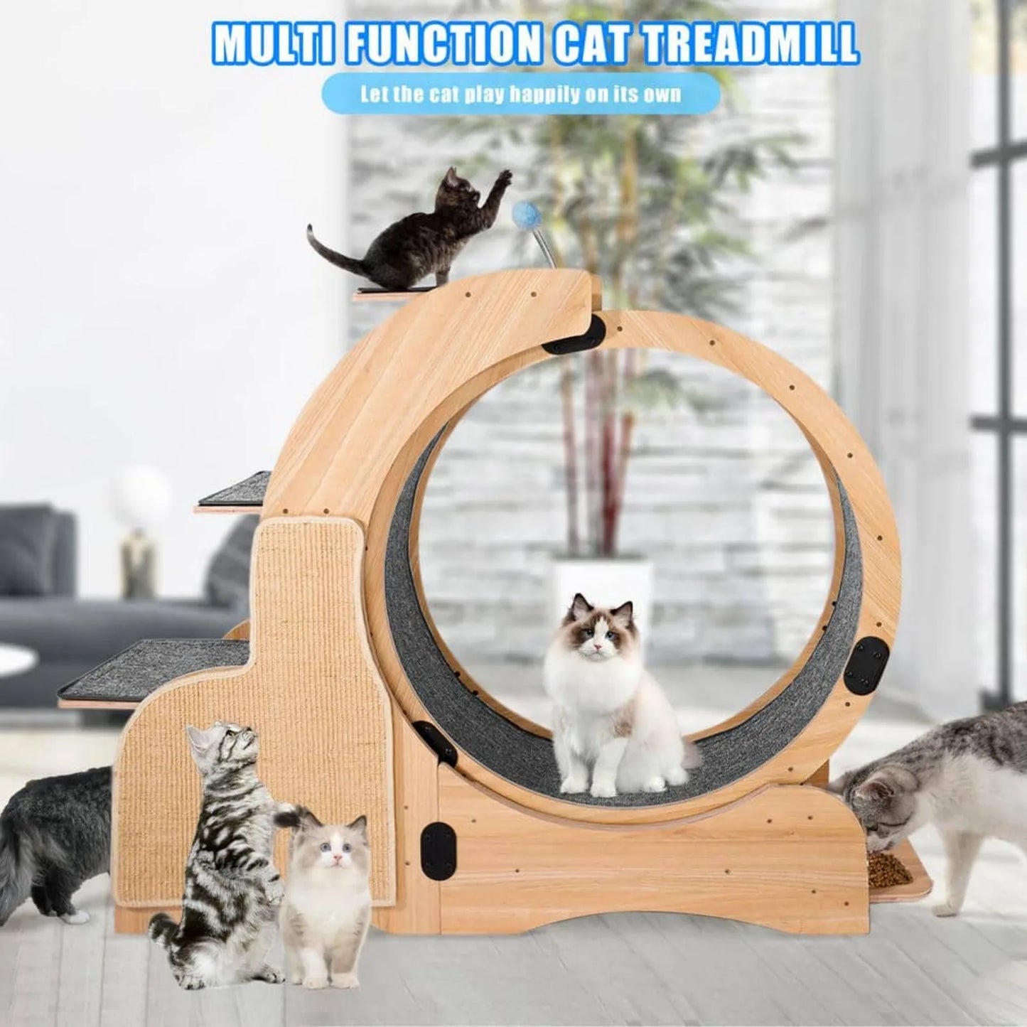 Cats Wheel Wood Climbing Frame Cat Litter Fitness Wheel Oversized Roller Cat Activity Center