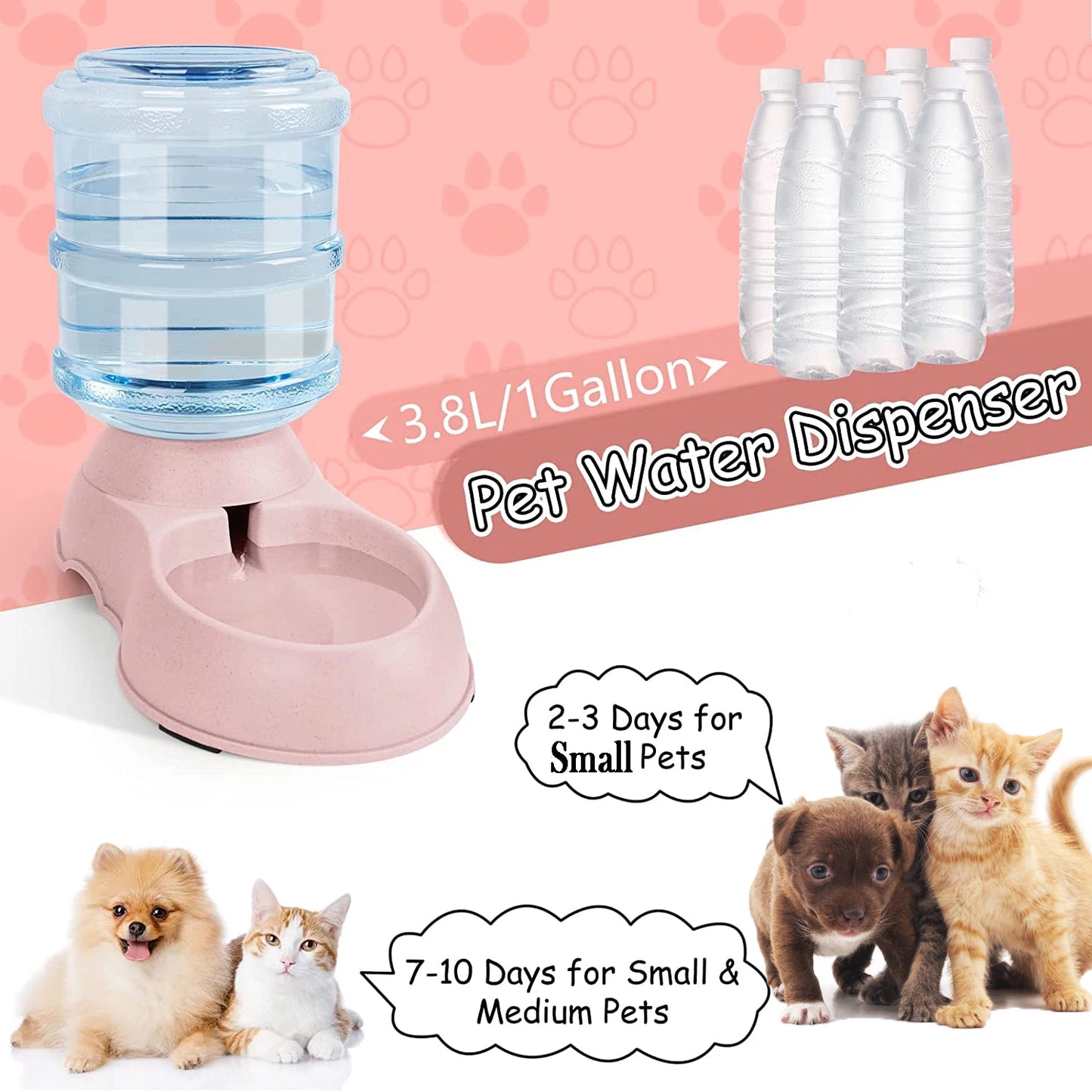 Automatic Water Dispenser Large Capacity Pet Feeder Small Dog Food Bowl  Cat Feeder.