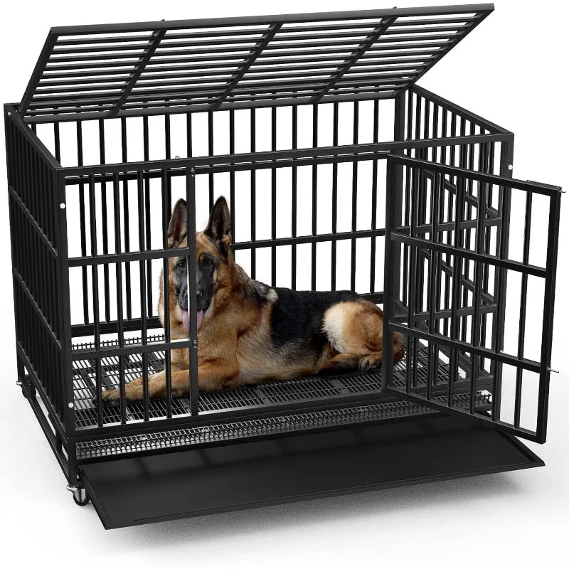 LEMBERI 48/38 inch Heavy Duty Indestructible Escape Proof Dog Cage Kennel.