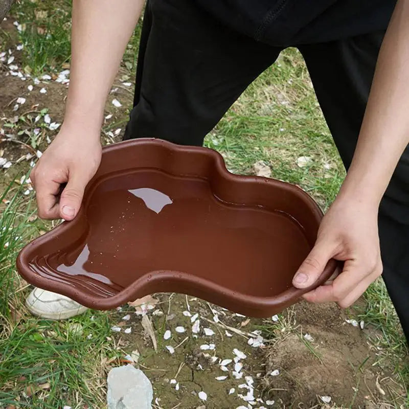 Turtle Feeding Dish Reptile Bathing Pool With Ramp And Basking PlatformS.