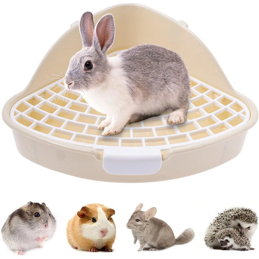 Triangle Potty Rabbit Toilet Pet Litter Box Plastic Corner also for Small Animals.