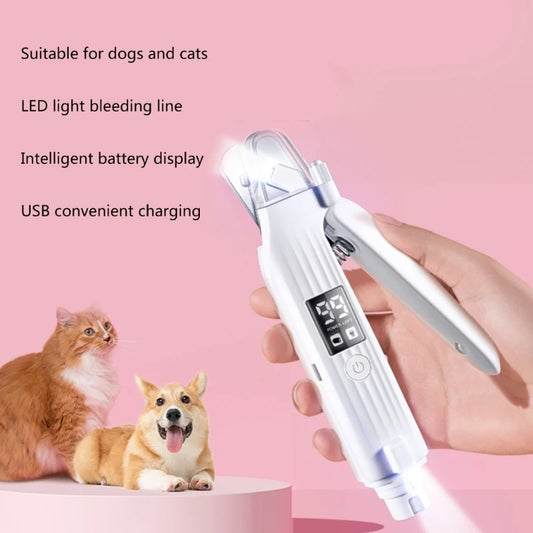 2 In 1 Electric Pet Nail Grinder Led Light Cat Dogs Nail Clippers USB Rechargeable