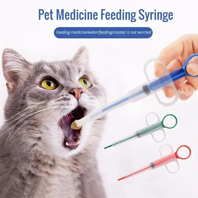 1 Set Pet Medicine Feeder Pills Applicator Cat Dogs Syringe.